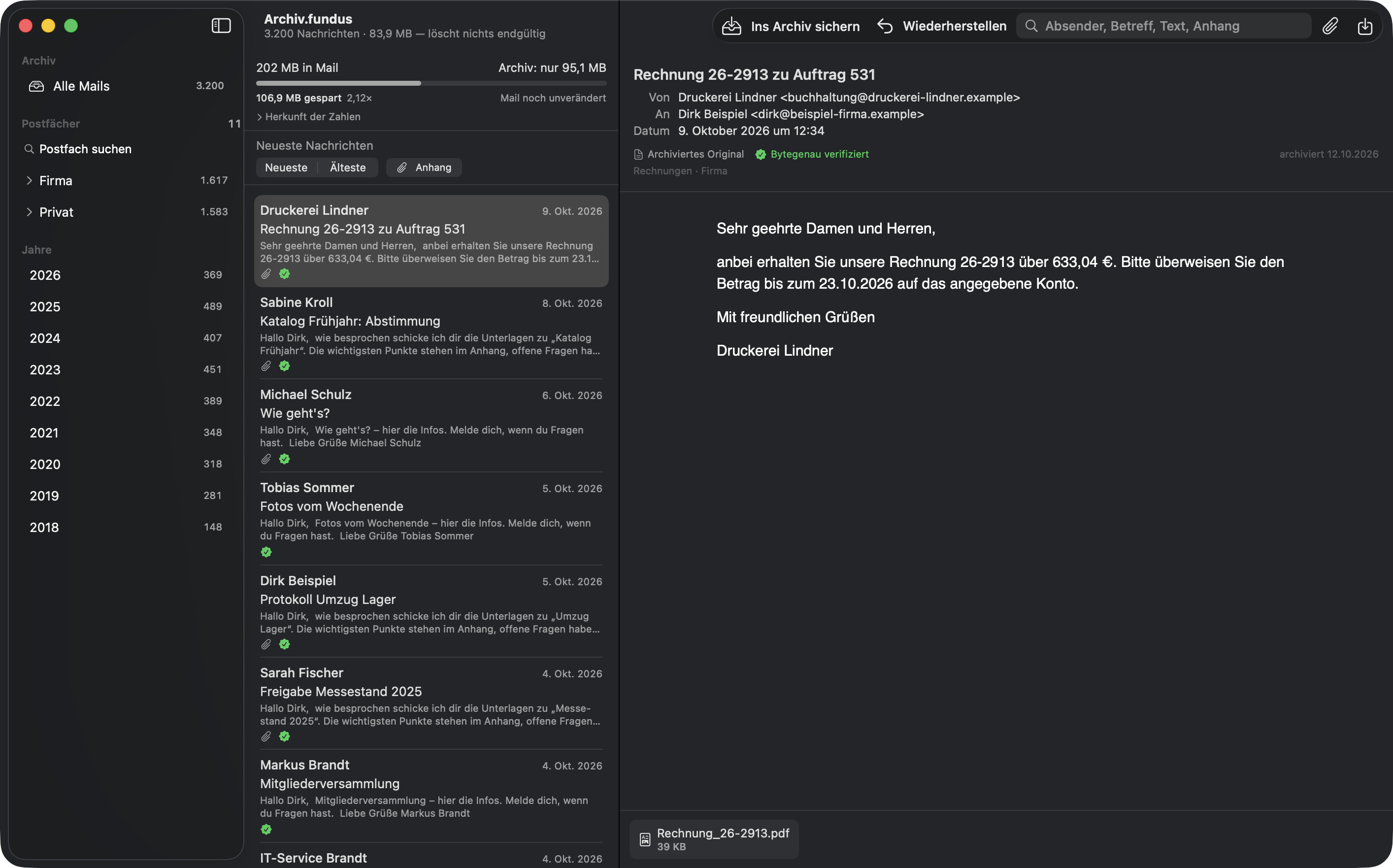 Hauptfenster · MailFundus