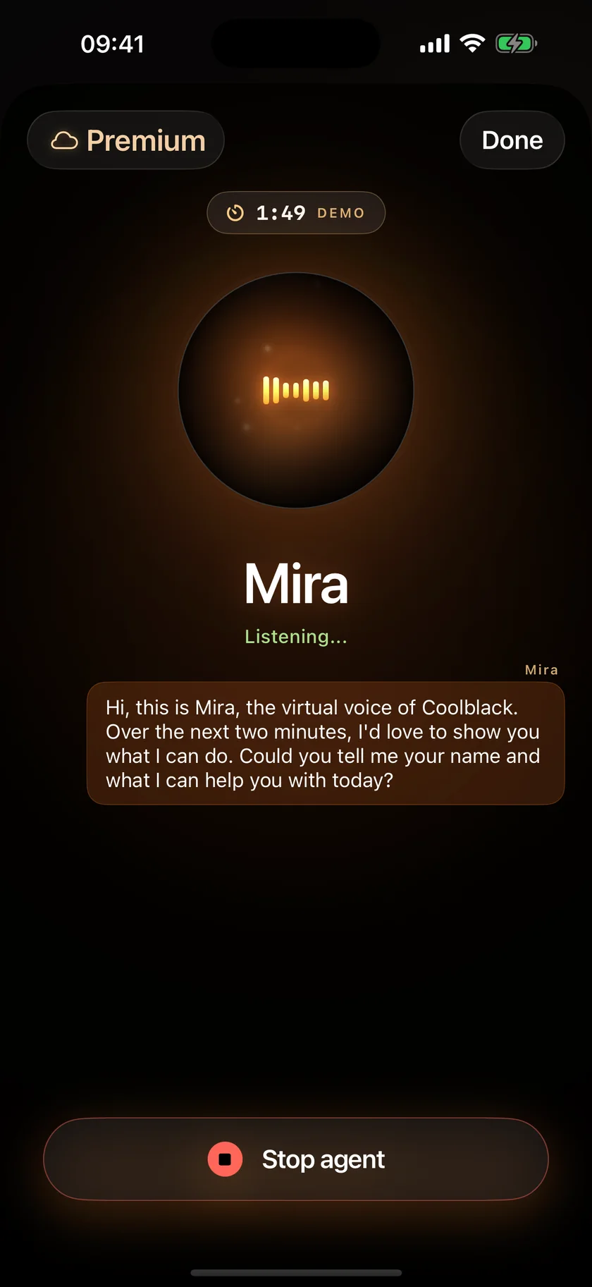 Your agent on the call — live transcript
